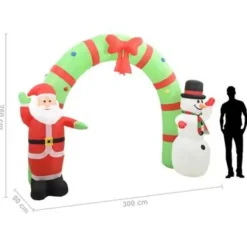 Kerstverlichting-vidaXL Kerstboog kerstman en sneeuwpop opblaasbaar LED 223 cm