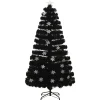 Kerstbomen-vidaXL Kerstboom met LED-sneeuwvlokken 120 cm glasvezel zwart
