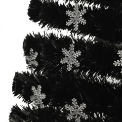 Kerstbomen-vidaXL Kerstboom met LED-sneeuwvlokken 120 cm glasvezel zwart