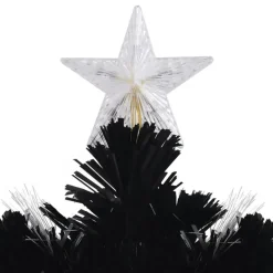 Kerstbomen-vidaXL Kerstboom met LED-sneeuwvlokken 120 cm glasvezel zwart