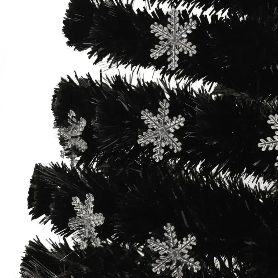 vidaXL Kerstboom met LED-sneeuwvlokken 210 cm glasvezel zwart