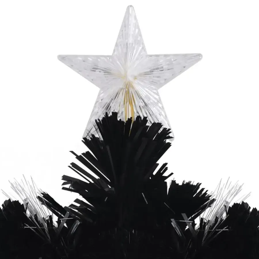 vidaXL Kerstboom met LED-sneeuwvlokken 210 cm glasvezel zwart