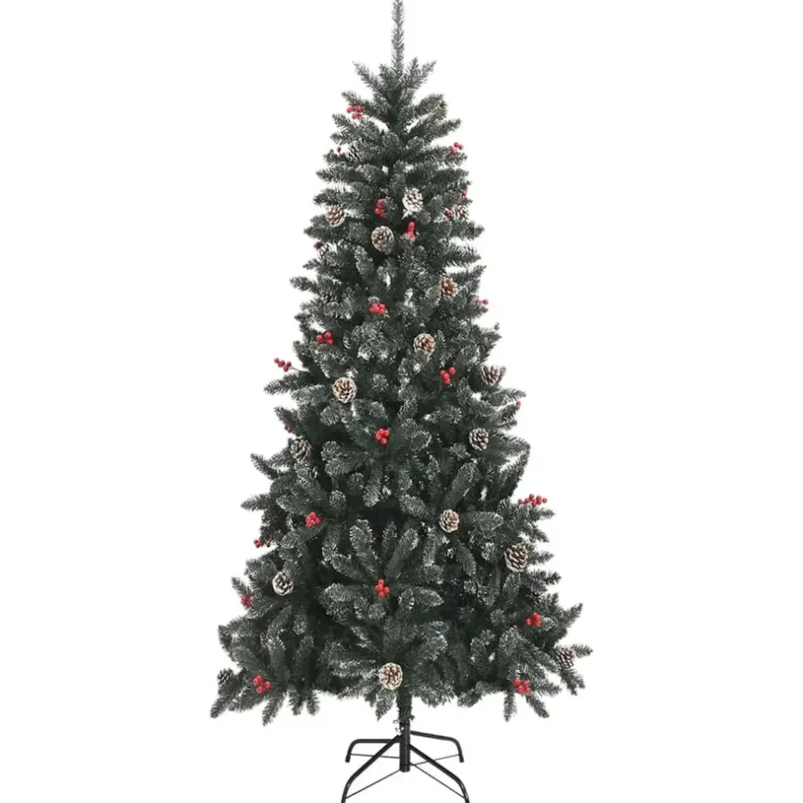 Kerstbomen-vidaXL kerstboom met standaard 240 cm PVC groen