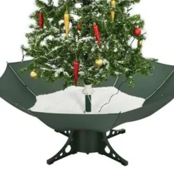 Kerstbomen-vidaXL Kerstboom sneeuwend met paraplubasis 140 cm groen