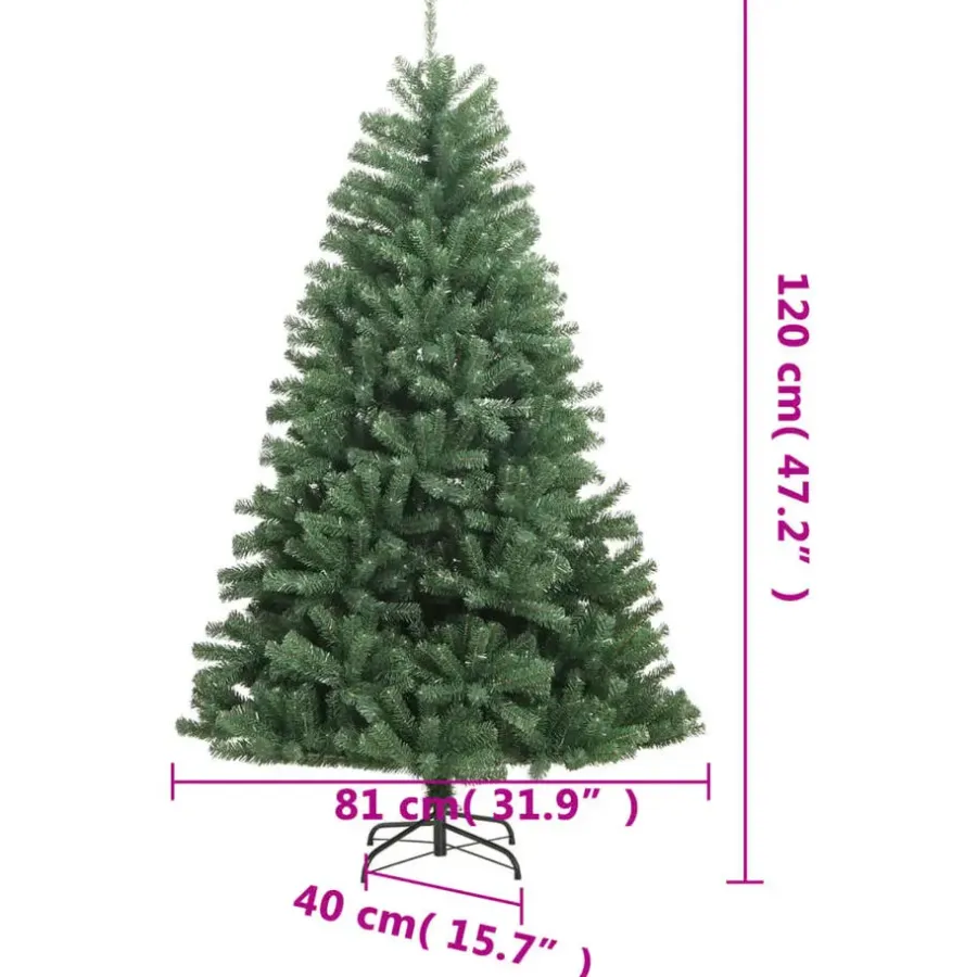 vidaXL Kunstkerstboom met scharnieren met standaard 120 cm groen