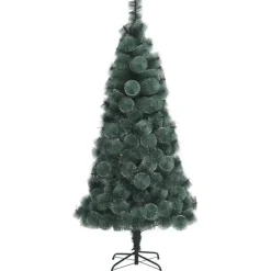 vidaXL Kunstkerstboom met standaard 210 cm PET groen