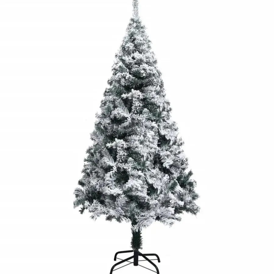 Kerstbomen-vidaXL Kunstkerstboom met sneeuw 120 cm groen