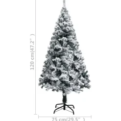 Kerstbomen-vidaXL Kunstkerstboom met sneeuw 120 cm groen