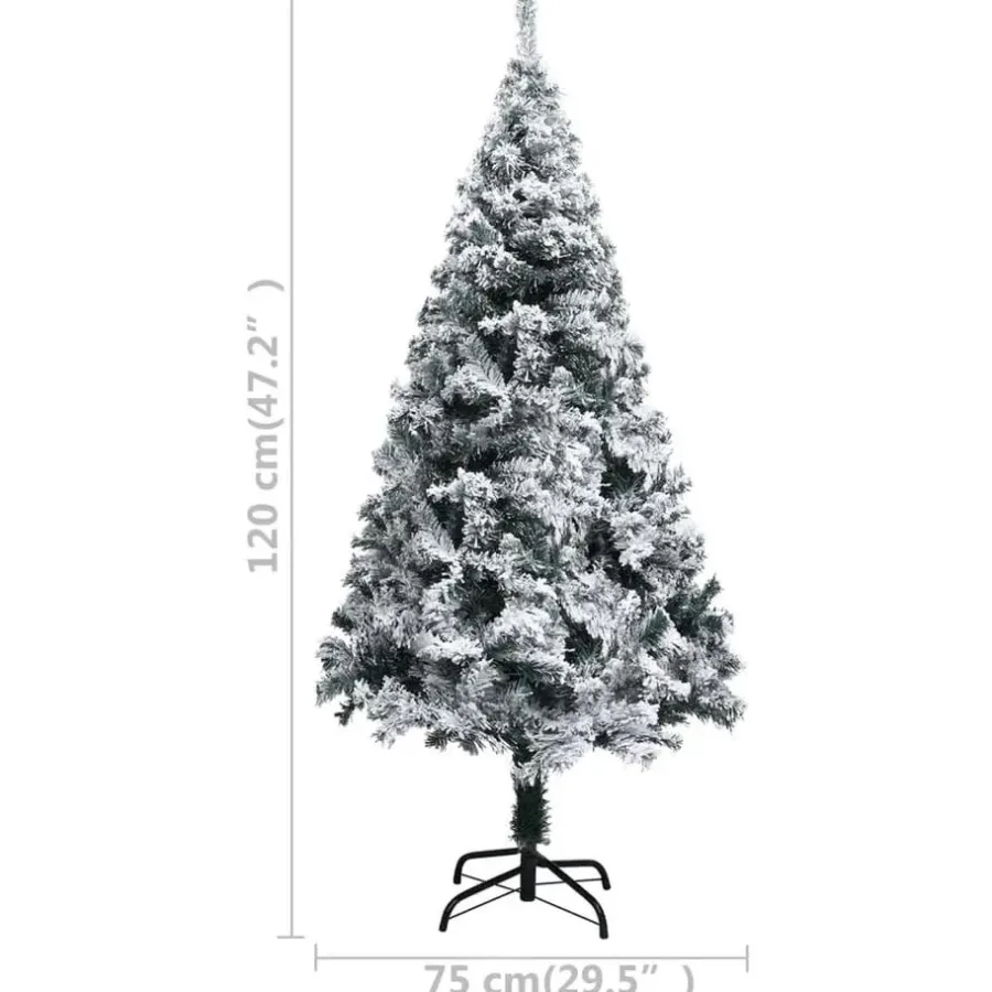 Kerstbomen-vidaXL Kunstkerstboom met sneeuw 120 cm groen