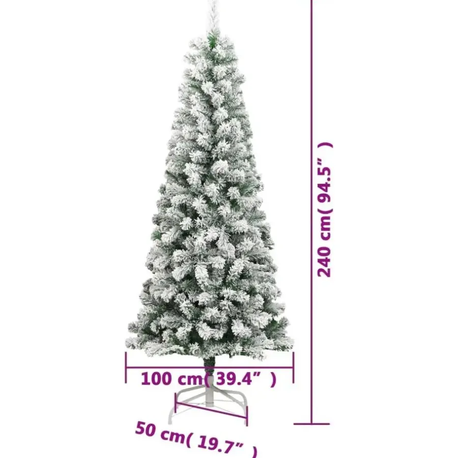 vidaXL Kunstkerstboom met scharnieren en sneeuw 240 cm