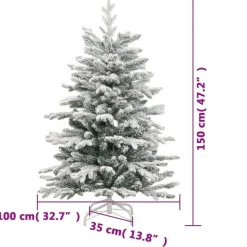 Kerstbomen-vidaXL Kunstkerstboom met scharnieren en sneeuw 150 cm