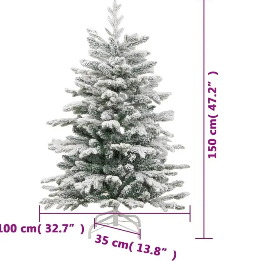 Kerstbomen-vidaXL Kunstkerstboom met scharnieren en sneeuw 150 cm