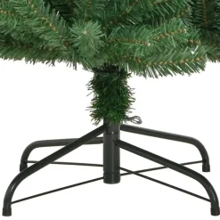 Kerstbomen-vidaXL Kunstkerstboom met scharnieren en standaard 210 cm groen
