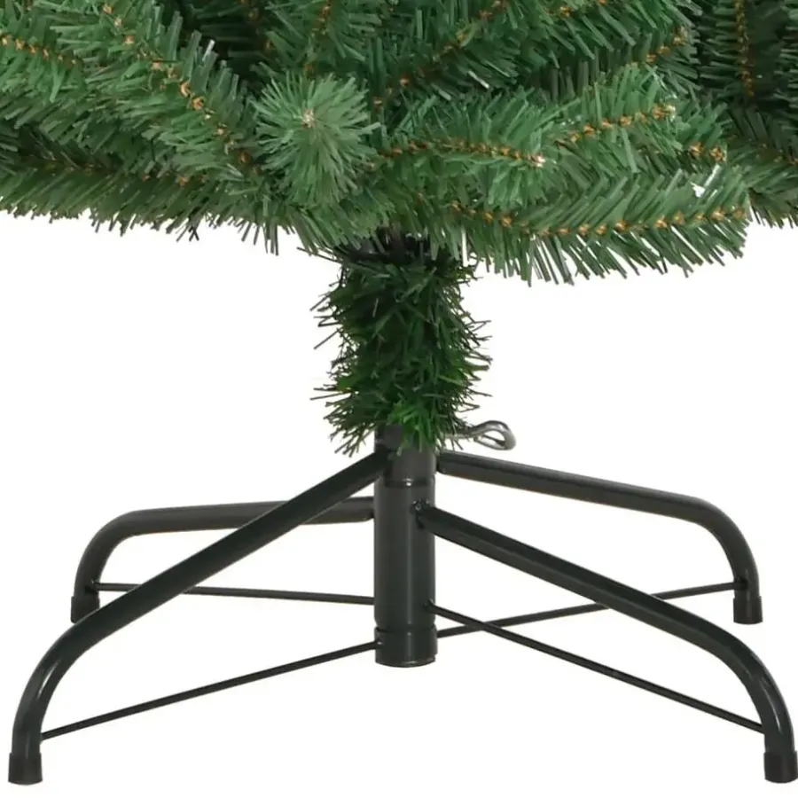 Kerstbomen-vidaXL Kunstkerstboom met scharnieren en standaard 210 cm groen
