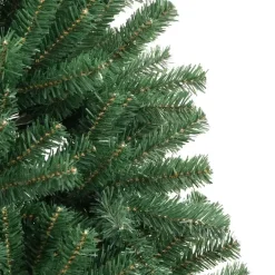 Kerstbomen-vidaXL Kunstkerstboom met scharnieren en standaard 210 cm groen