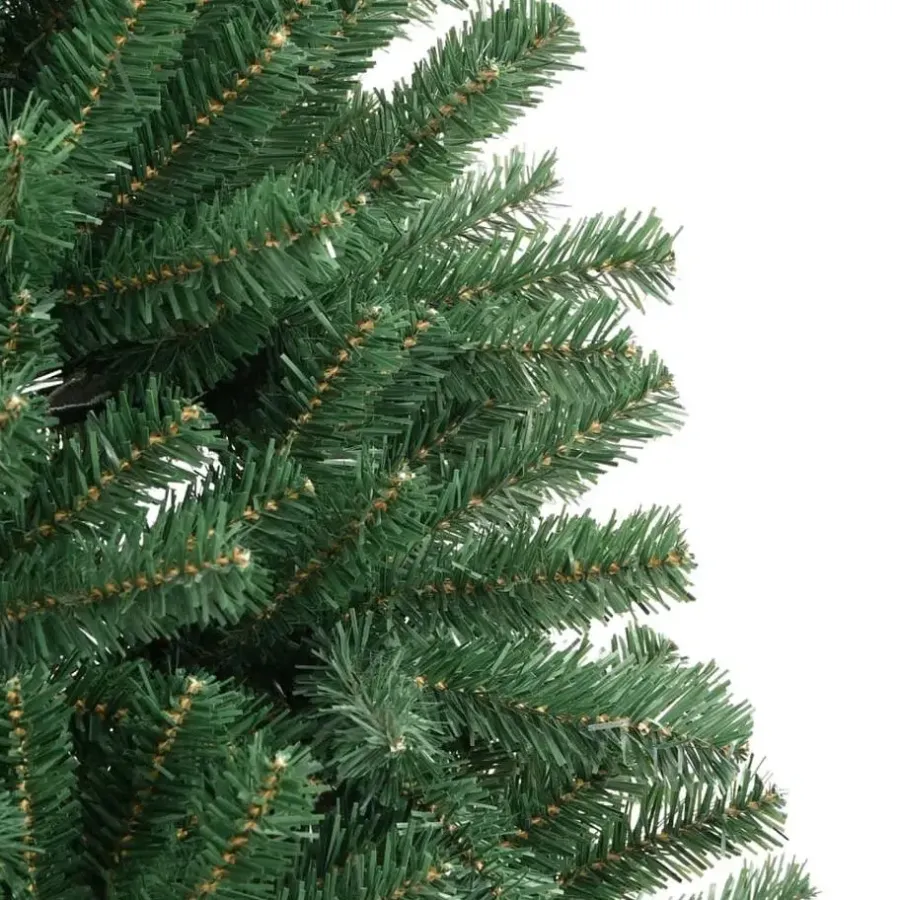 Kerstbomen-vidaXL Kunstkerstboom met scharnieren en standaard 210 cm groen