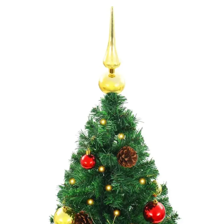 vidaXL Kunstkerstboom met verlichting en kerstballen 180 cm groen