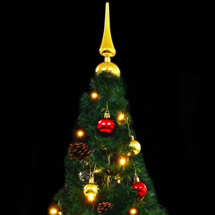 vidaXL Kunstkerstboom met verlichting en kerstballen 180 cm groen