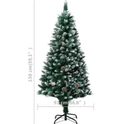 vidaXL Kunstkerstboom met dennenappels en witte sneeuw 150 cm