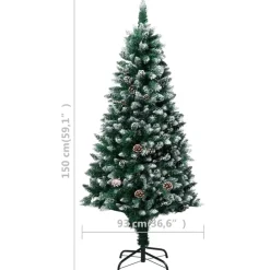 vidaXL Kunstkerstboom met dennenappels en witte sneeuw 150 cm