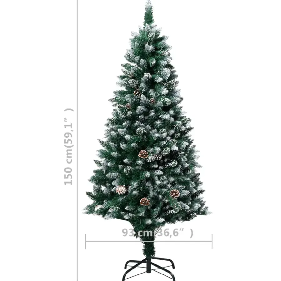 vidaXL Kunstkerstboom met dennenappels en witte sneeuw 150 cm