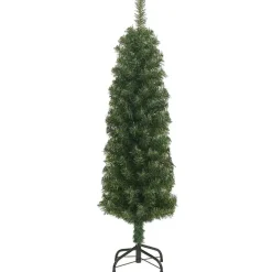 Kerstbomen-vidaXL Kunstkerstboom met standaard smal 120 cm PVC groen