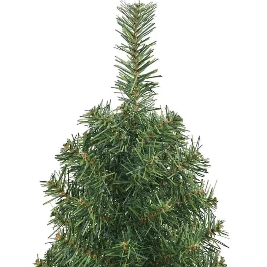 Kerstbomen-vidaXL Kunstkerstboom met standaard smal 120 cm PVC groen