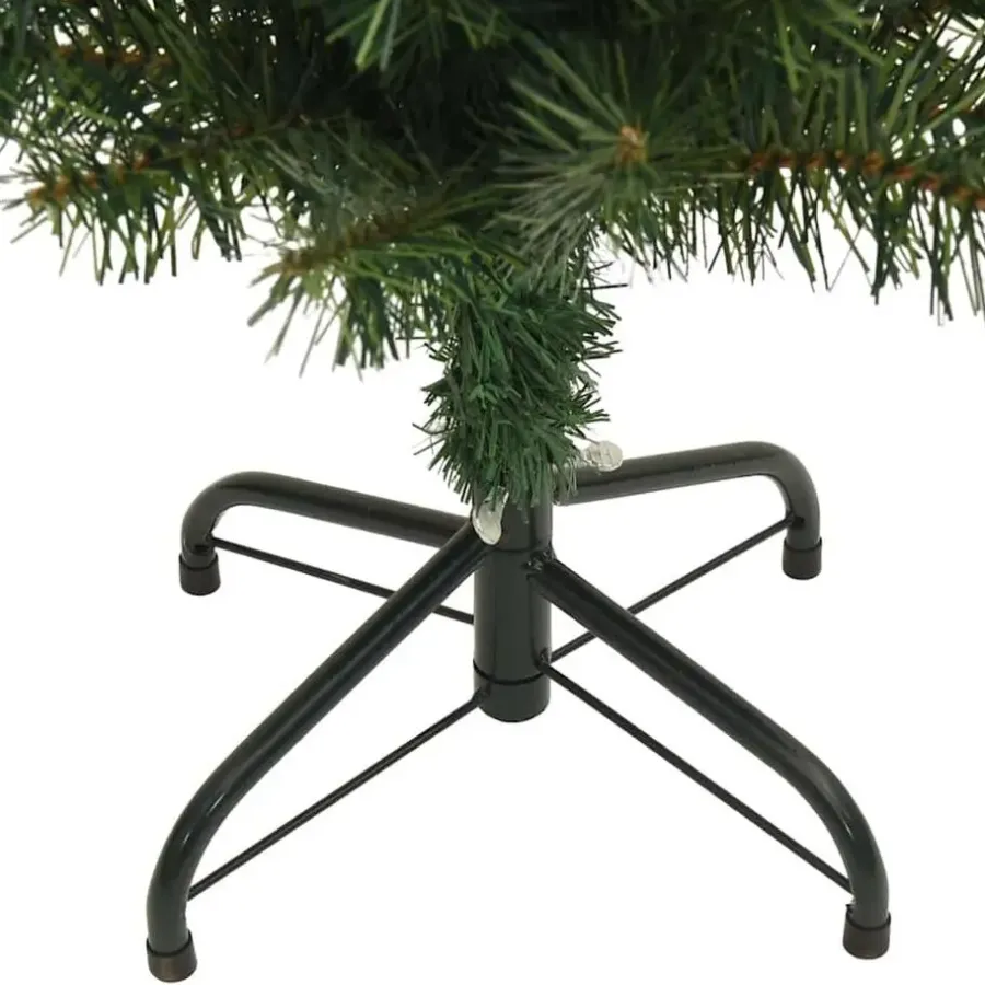 Kerstbomen-vidaXL Kunstkerstboom met standaard smal 120 cm PVC groen