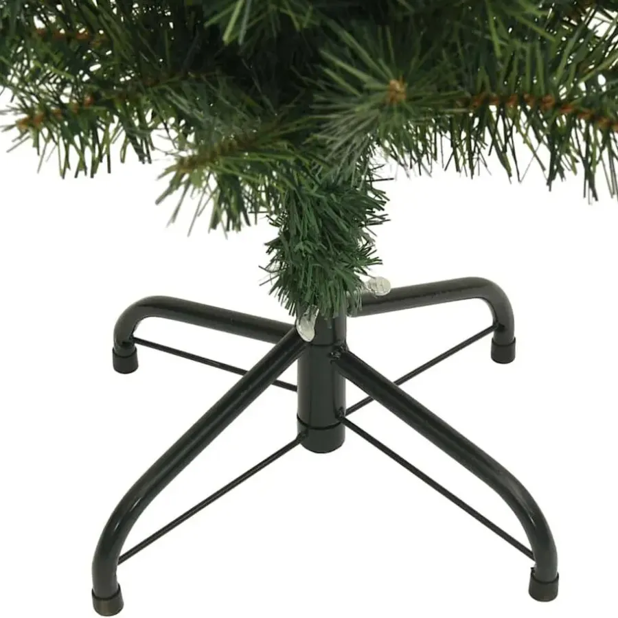 Kerstbomen-vidaXL Kunstkerstboom met standaard smal 120 cm PVC groen