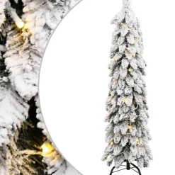 Kerstbomen-vidaXL Kunstkerstboom met verlichting en sneeuw 80 LED's 150 cm