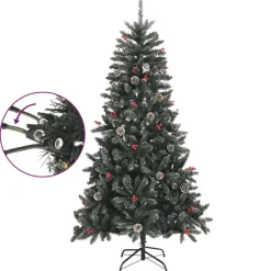 Kerstbomen-vidaXL Kunstkerstboom met standaard 180 cm PVC groen