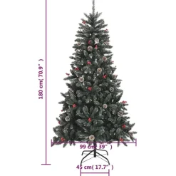 Kerstbomen-vidaXL Kunstkerstboom met standaard 180 cm PVC groen