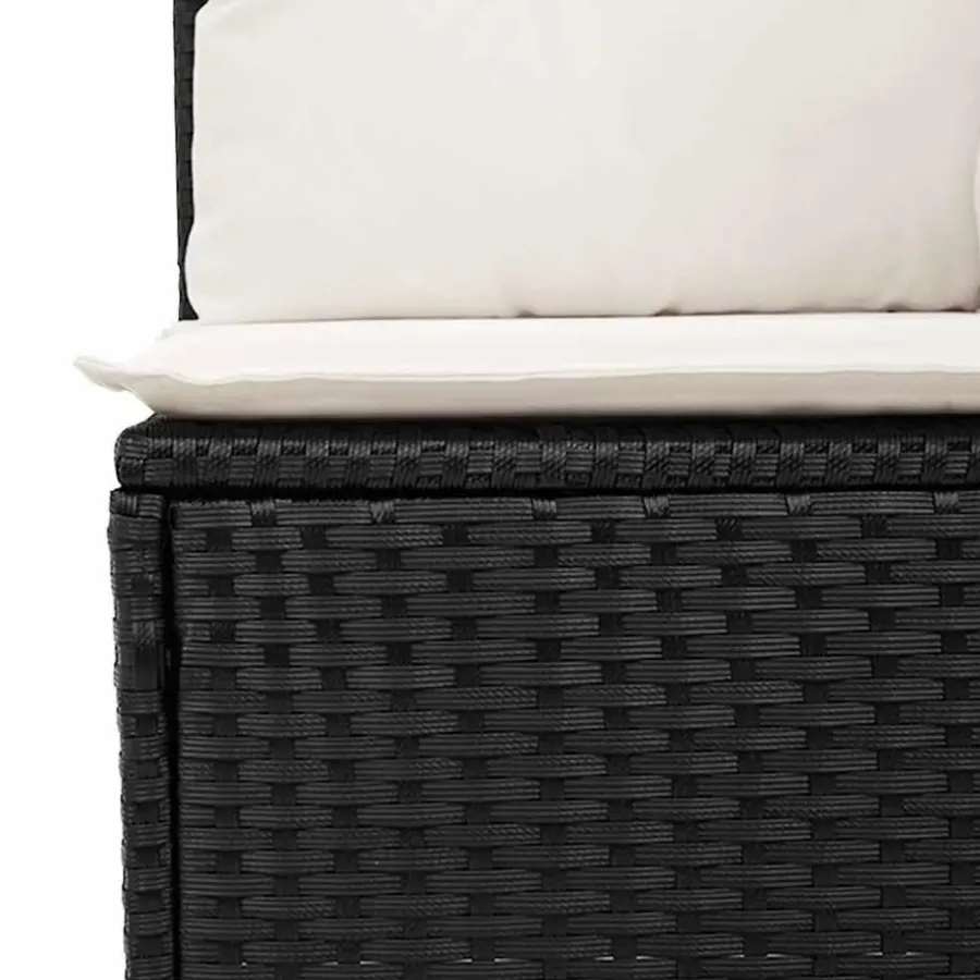 Loungebanken-vidaXL Loungebank 2 zits met crème kussens poly rattan - Zwart 110x62x69 cm