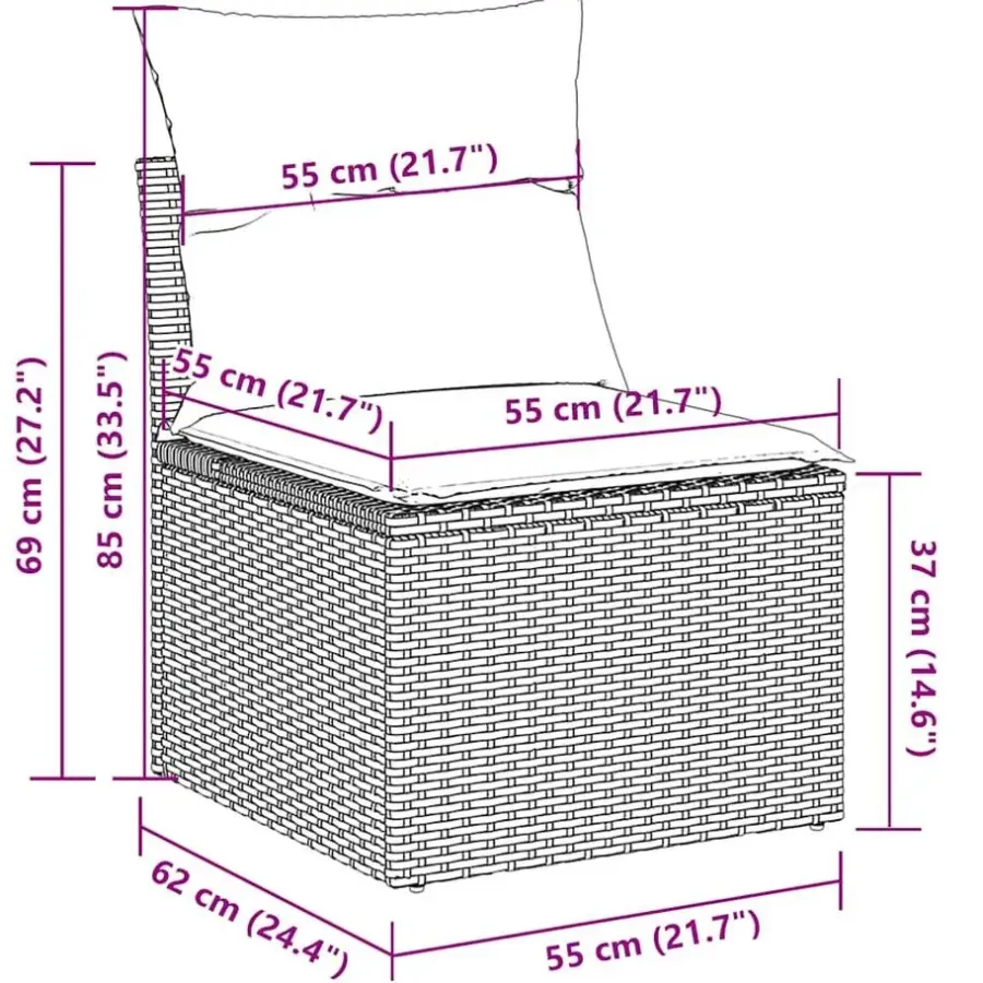 Loungebanken-vidaXL Loungebank 2 zits met crème kussens poly rattan - Zwart 110x62x69 cm