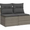 Loungebanken-vidaXL Loungebank 2 zits met kussens poly rattan - Grijs 110x62x69 cm
