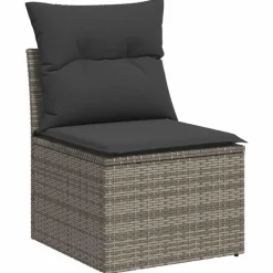 Loungebanken-vidaXL Loungebank 2 zits met kussens poly rattan - Grijs 110x62x69 cm
