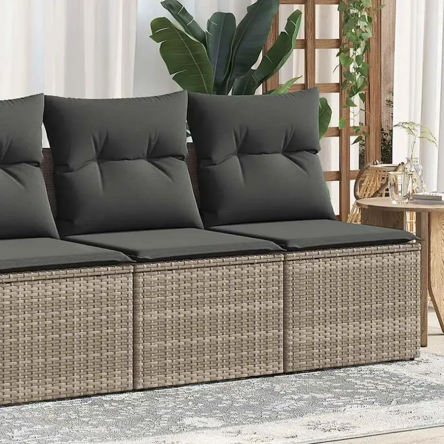 Loungebanken-vidaXL Loungebank 2 zits met kussens poly rattan - Grijs - 110x62x69 cm