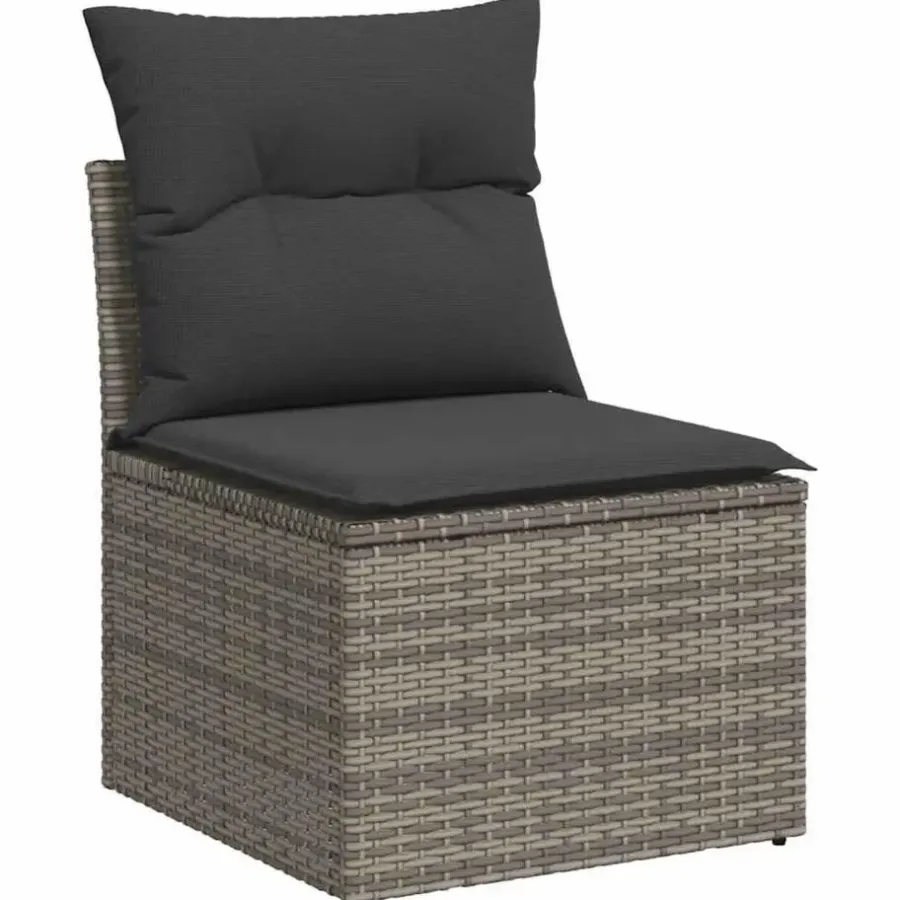 Loungebanken-vidaXL Loungebank 2 zits met kussens poly rattan - Grijs - 110x62x69 cm