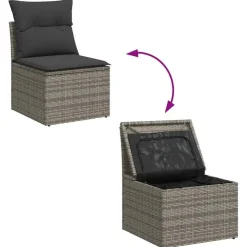 Loungebanken-vidaXL Loungebank 2 zits met kussens poly rattan - Grijs - 110x62x69 cm