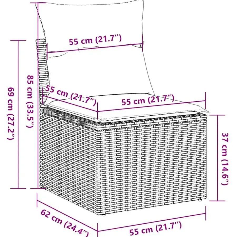 Loungebanken-vidaXL Loungebank 2 zits met kussens poly rattan - Grijs - 110x62x69 cm