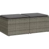 Loungebanken-vidaXL Loungebank voor 2 met kussens poly rattan - Grijs krukken 110x55x37 cm