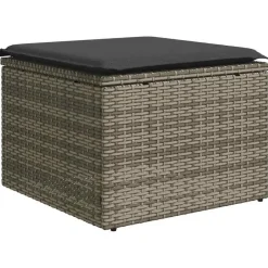 Loungebanken-vidaXL Loungebank voor 2 met kussens poly rattan - Grijs krukken 110x55x37 cm