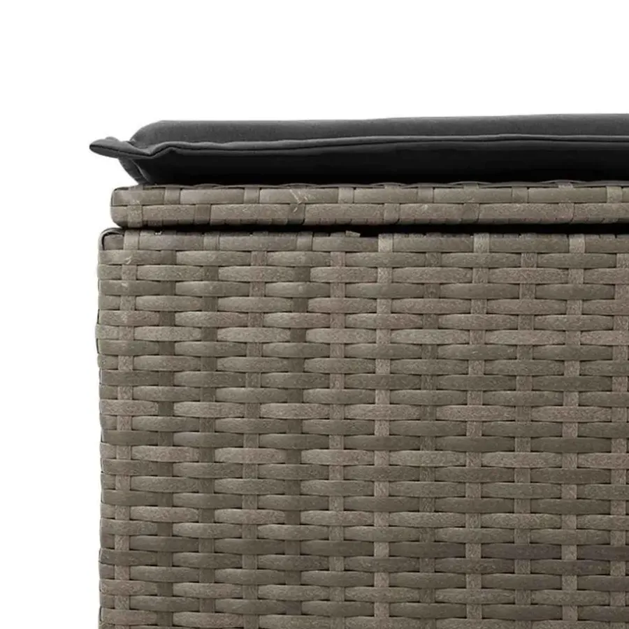 Loungebanken-vidaXL Loungebank voor 2 met kussens poly rattan - Grijs krukken 110x55x37 cm