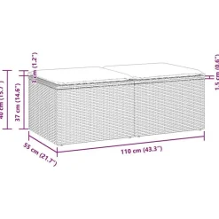 Loungebanken-vidaXL Loungebank voor 2 met kussens poly rattan - Grijs krukken 110x55x37 cm