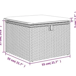 Loungebanken-vidaXL Loungebank voor 2 met kussens poly rattan - Grijs krukken 110x55x37 cm