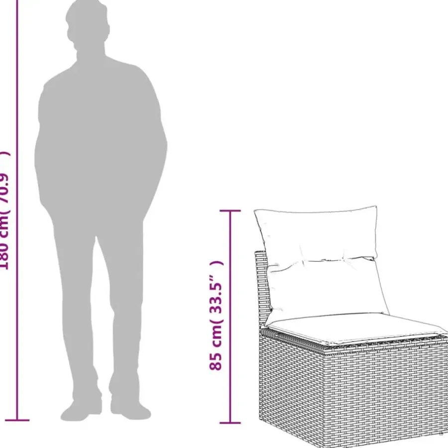 Loungesets-vidaXL Loungeset met 8 kussens en hout armsteun & salontafel - Grijs - 9 stuks