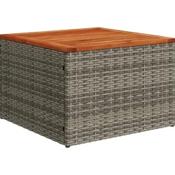 Loungesets-vidaXL Loungeset met 8 kussens en hout armsteun & salontafel - Grijs - 9 stuks