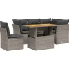 Loungesets-vidaXL Loungeset met kussens & verstelbaar hout tuintafel - Donkergrijs 5 stuks