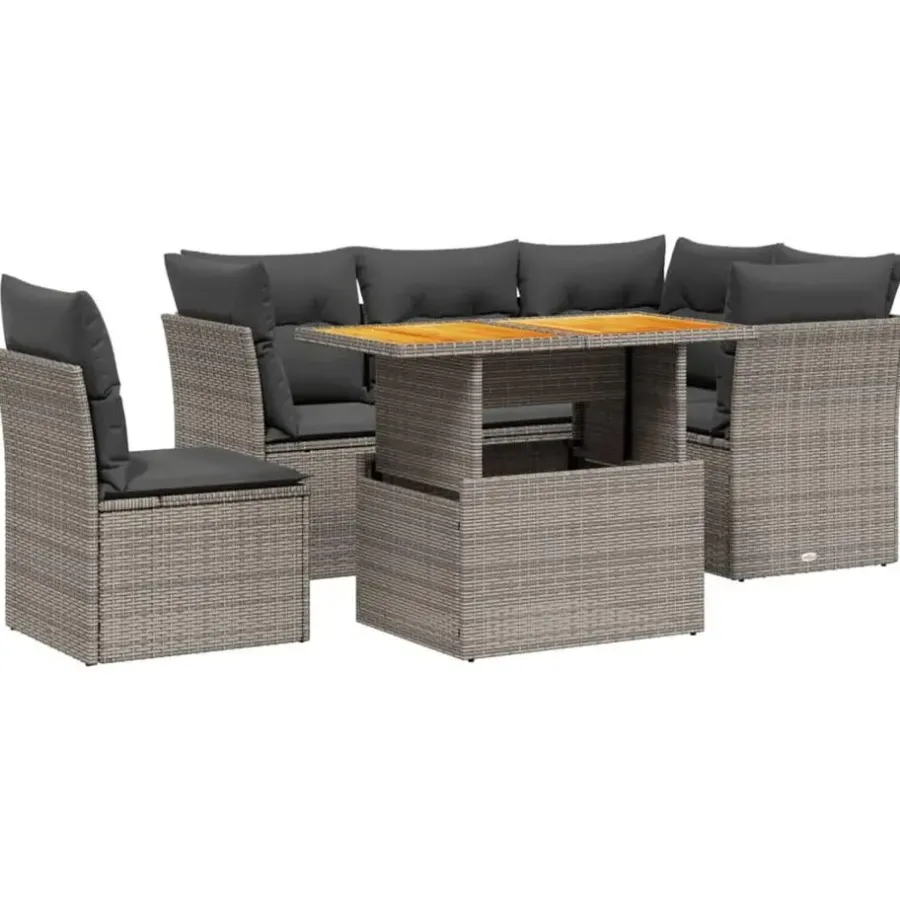 Loungesets-vidaXL Loungeset met kussens & verstelbaar hout tuintafel - Donkergrijs 5 stuks