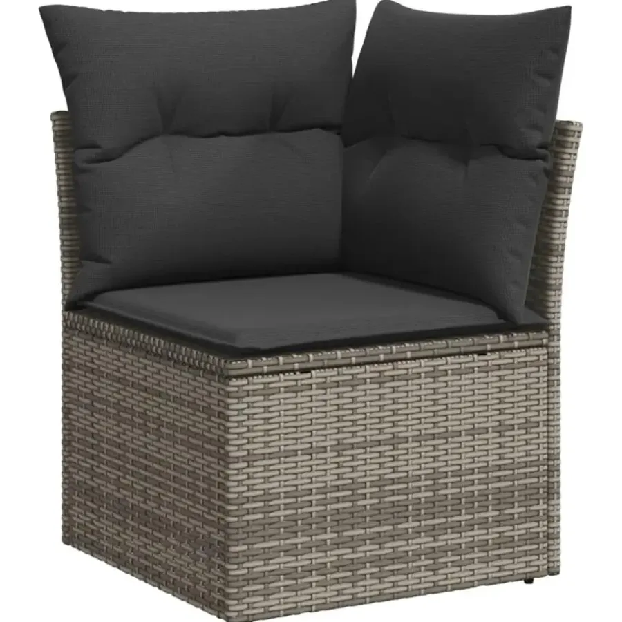 vidaXL Loungeset voor 7 met kussens en verstelbaar salontafel - Gris - 8 stuks